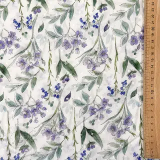 Viskos DOBBY Flowers white digital print