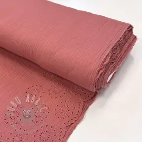 Dubbelgasväv/muslin 1-side border blush