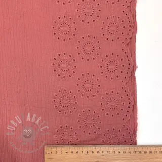 Dubbelgasväv/muslin 1-side border blush