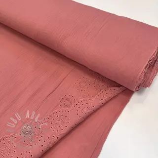 Dubbelgasväv/muslin 1-side border blush