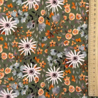 Kardat sweatshirttyg Flowers forest green digital print