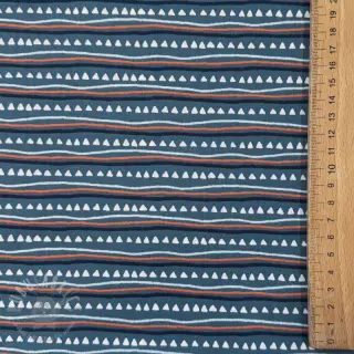 Bomullstyg Construction vehicles blue shadow ORGANIC