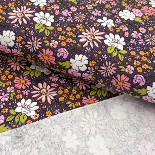 Sweatshirttyg Tiny flowers dark purple
