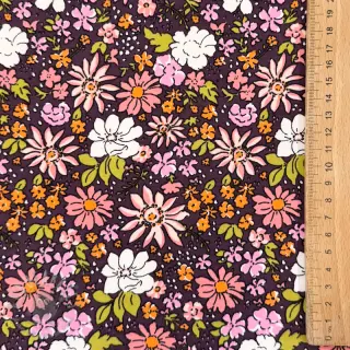 Sweatshirttyg Tiny flowers dark purple