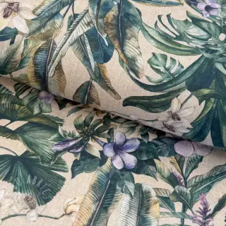 Dekorationstyg Banana leaves linen digital print