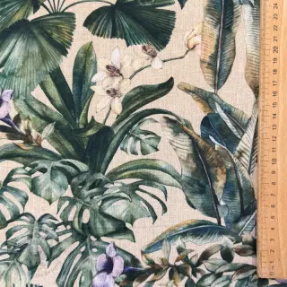 Dekorationstyg Banana leaves linen digital print