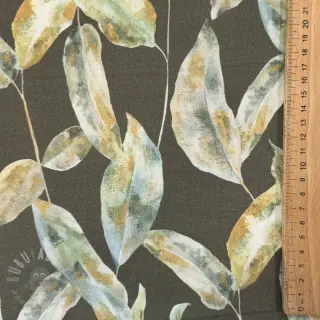 Dekorationstyg Leaves army green digital print