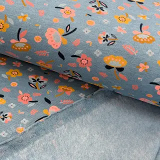 Kardat sweatshirttyg Flowers smoke blue melange