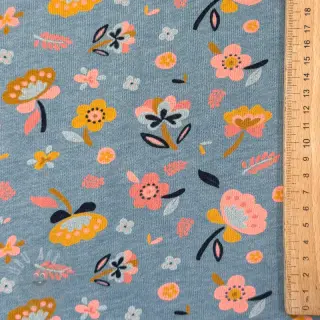 Kardat sweatshirttyg Flowers smoke blue melange