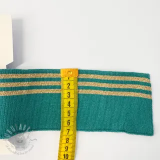Ribbstickat CUFF LUREX 7 cm teal/gold