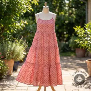 Dubbelgasväv/muslin EMBROIDERY Tossed flowers blush