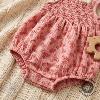 Dubbelgasväv/muslin EMBROIDERY Tossed flowers blush