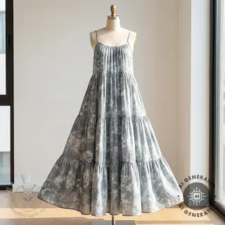 Dubbelgasväv/muslin TIE DYE rock grey