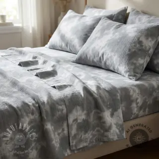 Dubbelgasväv/muslin TIE DYE rock grey