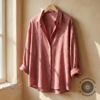 Dubbelgasväv/muslin STONE WASHED light rose