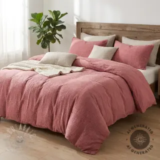 Dubbelgasväv/muslin STONE WASHED light rose