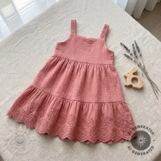 Dubbelgasväv/muslin 1-side border blush