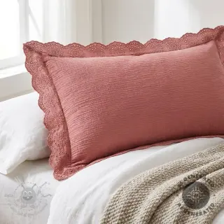 Dubbelgasväv/muslin 1-side border blush