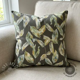 Dekorationstyg Leaves army green digital print