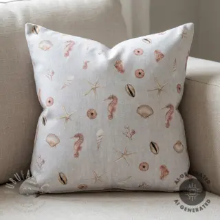 Dekorationstyg Shells linen ecru digital print