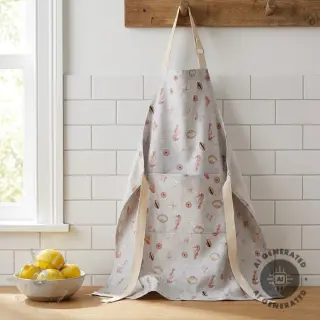 Dekorationstyg Shells linen ecru digital print