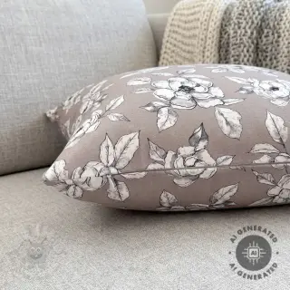 Dekorationstyg Flowers taupe digital print