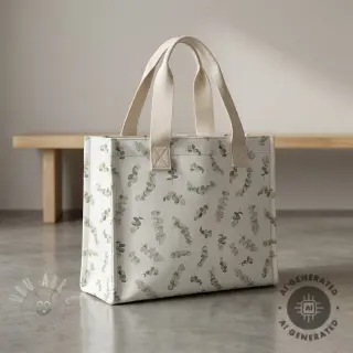 Dekorationstyg Eucalyptus white green digital print
