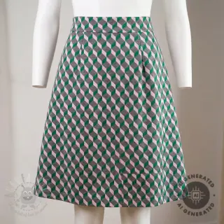 Tyg till kostym KNITTED JACQUARD Graphic green