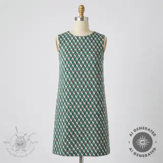 Tyg till kostym KNITTED JACQUARD Graphic green