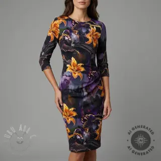 Fest- och damtyger PUNTA DI ROMA Flowers black digital print
