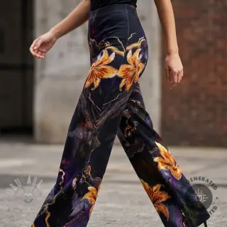 Fest- och damtyger PUNTA DI ROMA Flowers black digital print