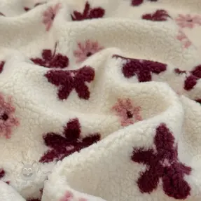 Kappmaterial TEDDY JACQUARD Flowers off white