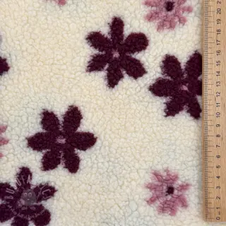 Kappmaterial TEDDY JACQUARD Flowers off white