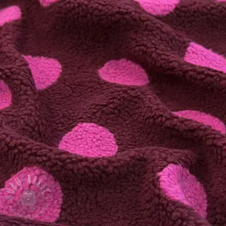 Kappmaterial TEDDY JACQUARD Dots burgundy