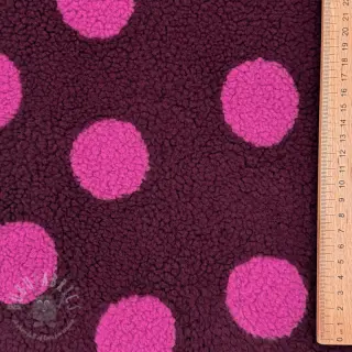 Kappmaterial TEDDY JACQUARD Dots burgundy