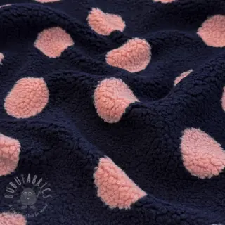 Kappmaterial TEDDY JACQUARD Dots navy