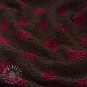 Kappmaterial TEDDY JACQUARD Dots dark brown