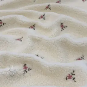 Kappmaterial TEDDY EMBROIDERY Flowers ecru