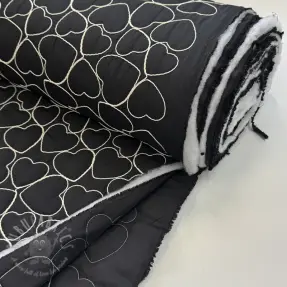 Vadderat tyg EMBROIDERY Hearts black