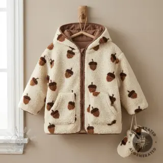 Kappmaterial TEDDY JACQUARD Acorns
