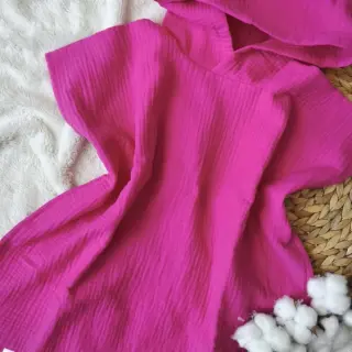Dubbelgasväv/muslin fuchsia