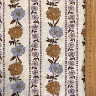 Dubbelgasväv/muslin STEPPED Flowers in stripe white