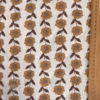 Dubbelgasväv/muslin STEPPED Flowers in stripe white