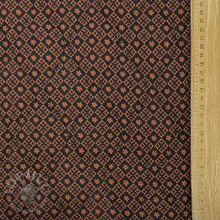 Bomullstyg VOILE STEPPED Flowerie black digital print