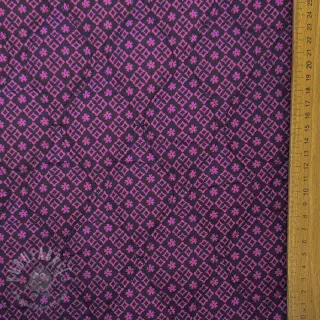 Bomullstyg VOILE STEPPED Flowerie purple digital print