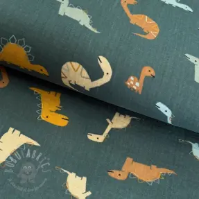 Dubbelgasväv/muslin Dinosaurus green