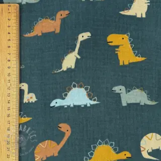 Dubbelgasväv/muslin Dinosaurus green