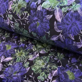 Vadderat tyg VELVET Flowers navy digital print