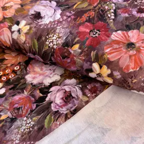 Sweatshirttyg Flowers Andrea brown digital print