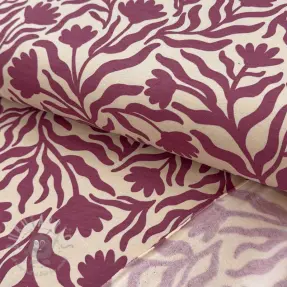 Kardat sweatshirttyg Flowers burgundy SIMPLY NATURAL